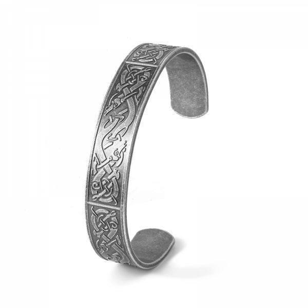 Norse Antique Bangle - Silver