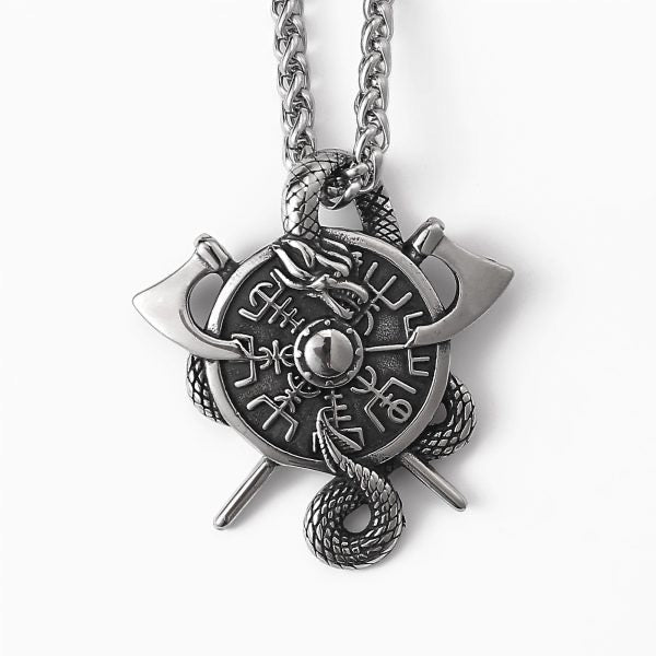 Halskette „Wikinger-Vegvísir-Schutzamulett“ (Silber)