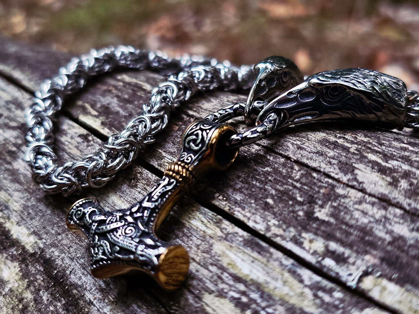 Guardian King Chain Necklace "Hugin and Munin" (Dual Tone)