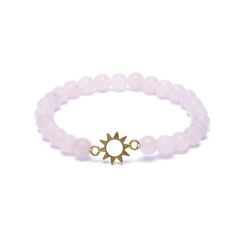 Bracelet Rose Quartz with Sun Pendant