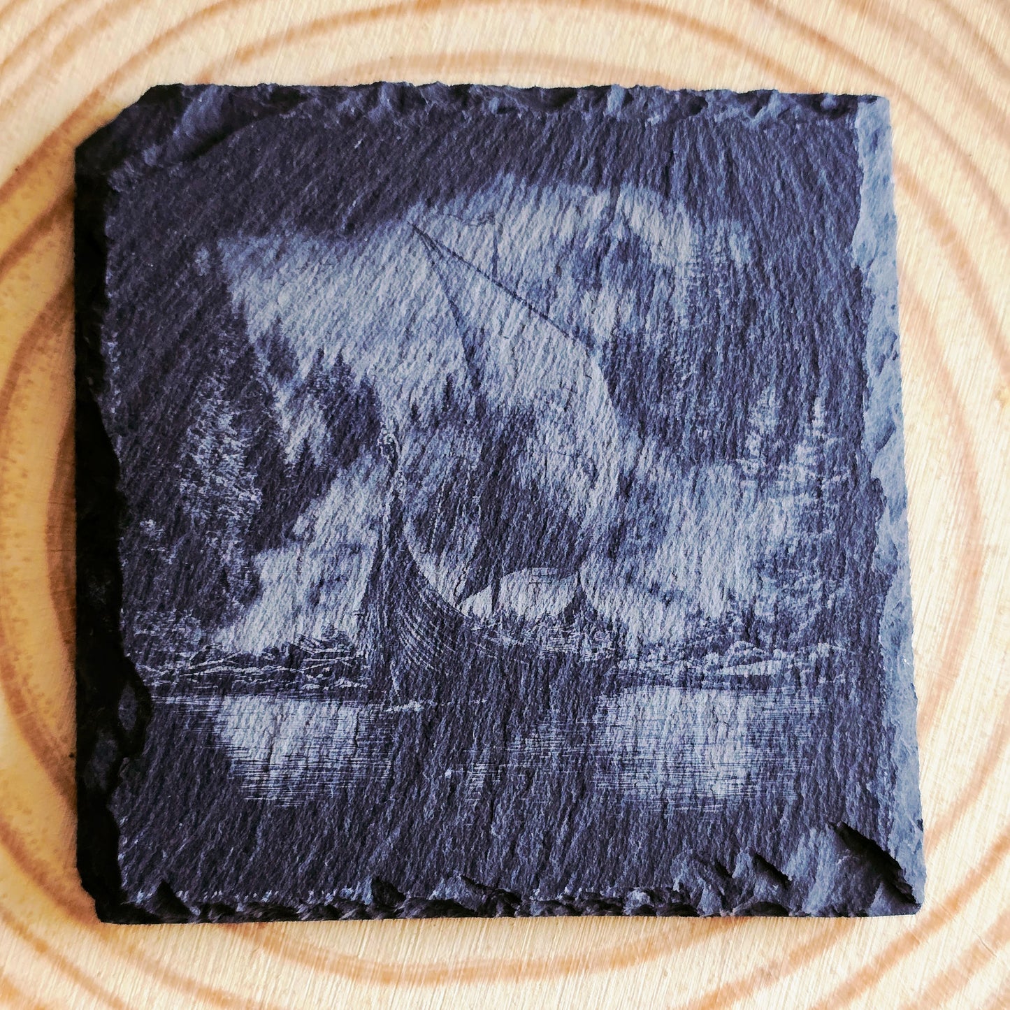 Slate Coasters 10x10cm – Viking Longship