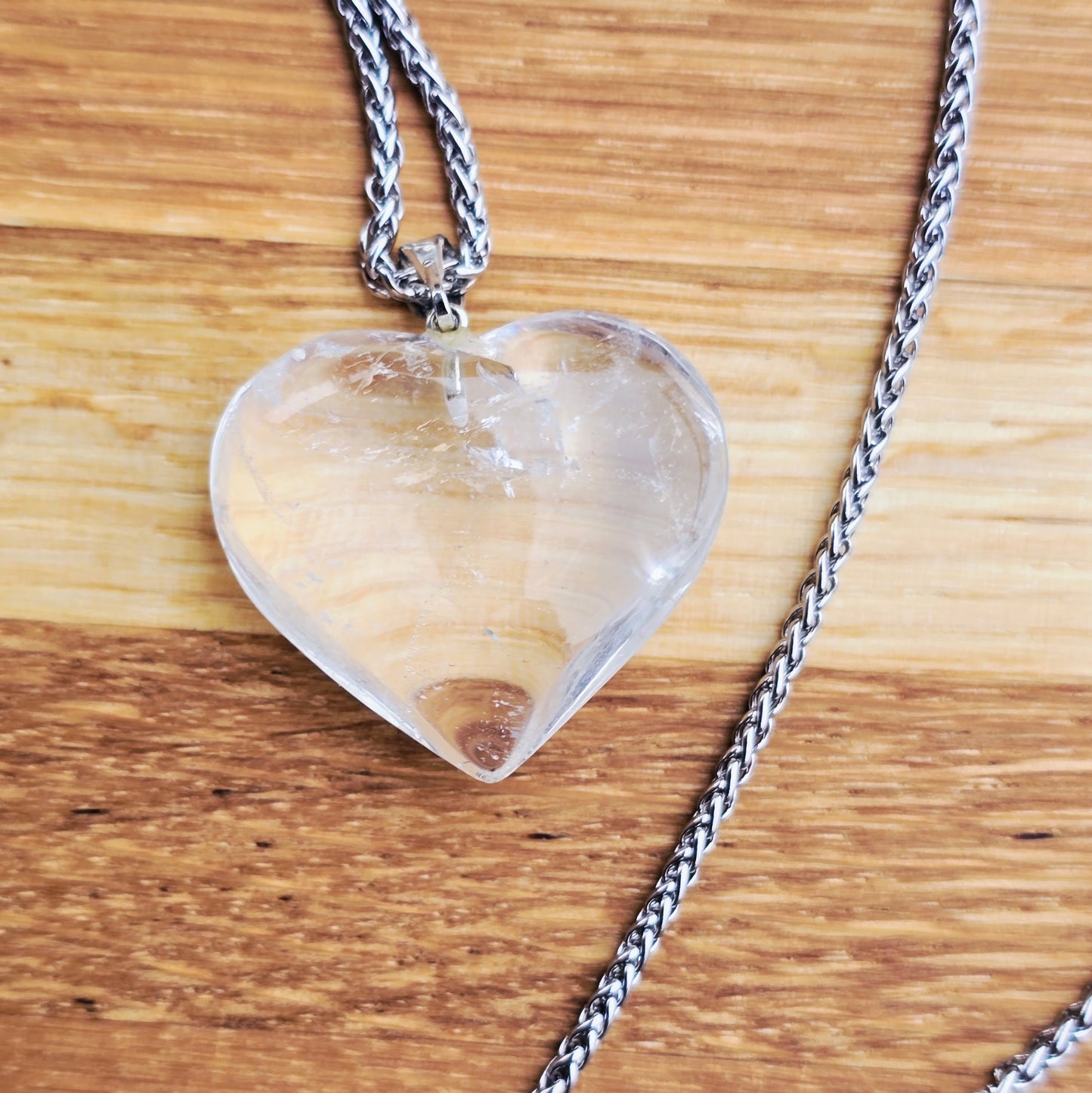 Gemstone pendant Rock crystal "Heart"