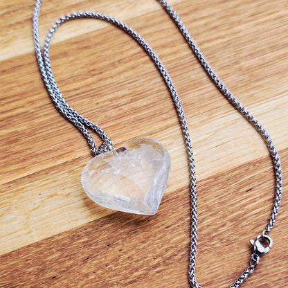 Gemstone pendant Rock crystal "Heart"