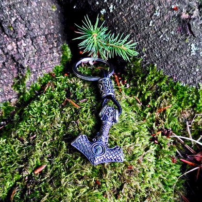 Nyckelring "Mjölner Valknut" – Silver Edition
