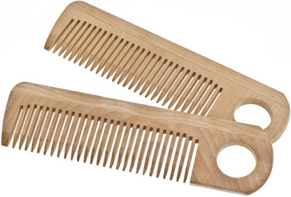 Natural wooden comb with grip holes for hair and beard made of maple wood