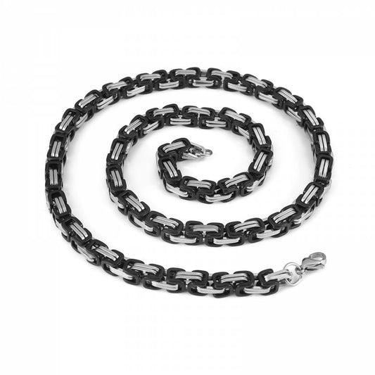Kedjehalsband "Torslunda" - King Chain - Silver-Svart