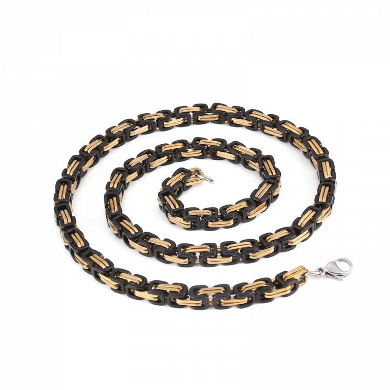 Kedjehalsband "Torslunda" - King Chain - Guld-Svart