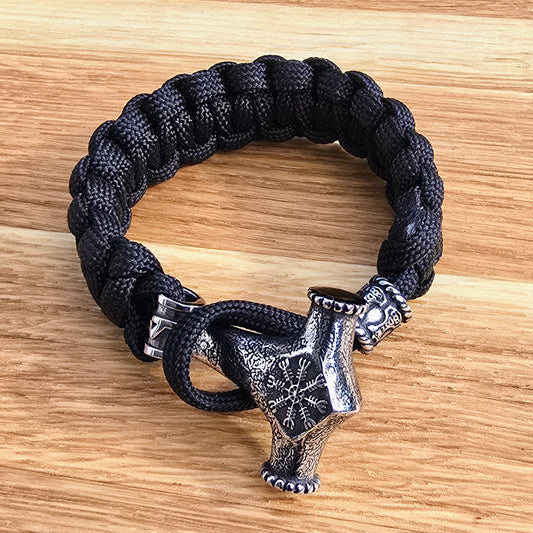 Paracord Armband "Mjölner Galdrastafir" Svart