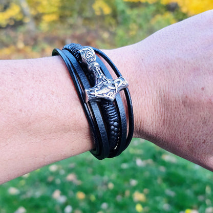 Bracelet Leather Mjönir-fimm 