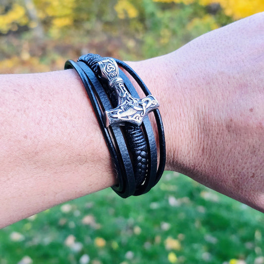 Armband Leather Mjönir-fimm