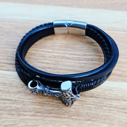 Bracelet Leather Mjönir-fimm 