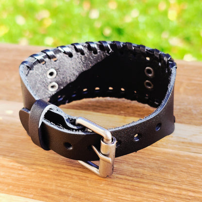 Armband Valknut Premiumleder (Schwarz)