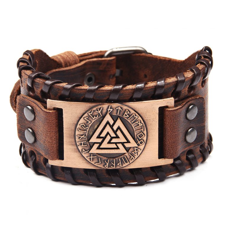 Armband Valknut Premiumleder (Braun)