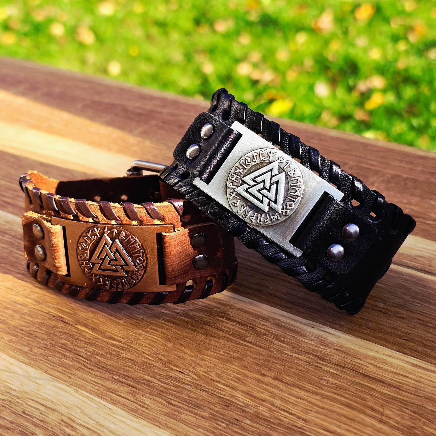 Armband Valknut Premiumleder (Braun)