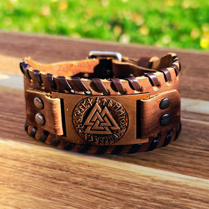Armband Valknut Premiumleder (Braun)