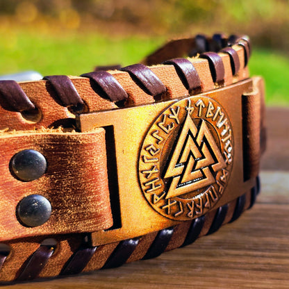 Armband Valknut Premiumleder (Braun)