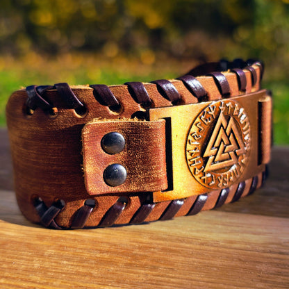 Armband Valknut Premiumleder (Braun)