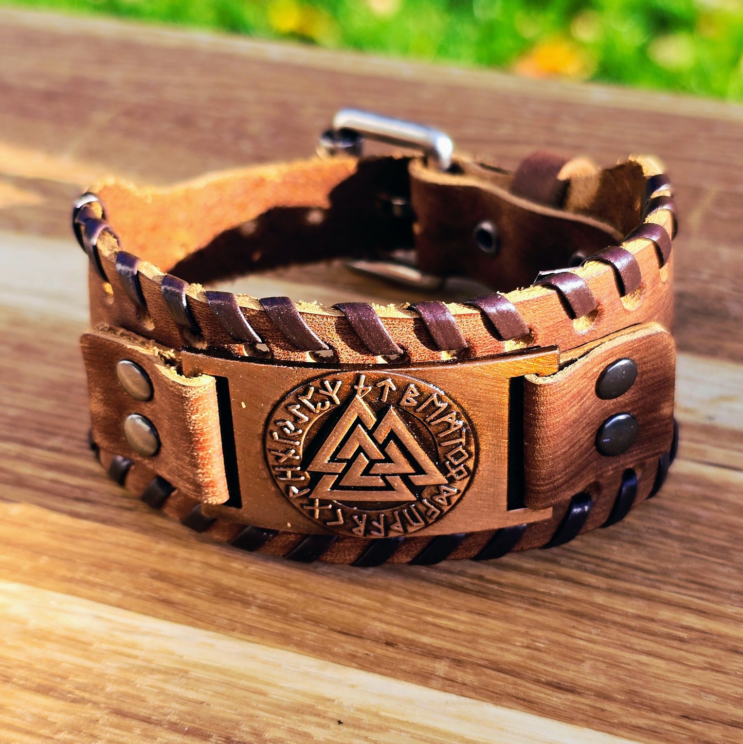 Armband Valknut Premiumleder (Braun)