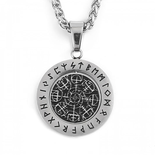 Drehbare Wikinger-Halskette - Vegvisir Poliertes "S"