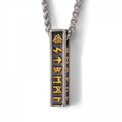 Vikingahalsband "Nordic Runes Bar" Dualtone