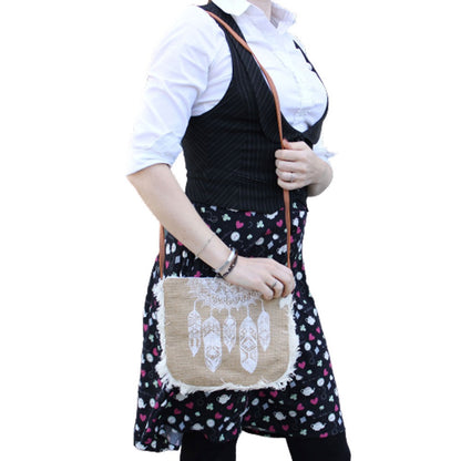 Fransväska med Drömfångar-tryck Jute