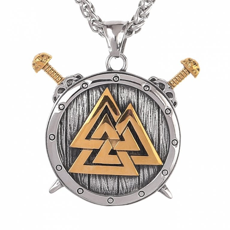Halskette „Valknut Shield“ (Zweifarbig)