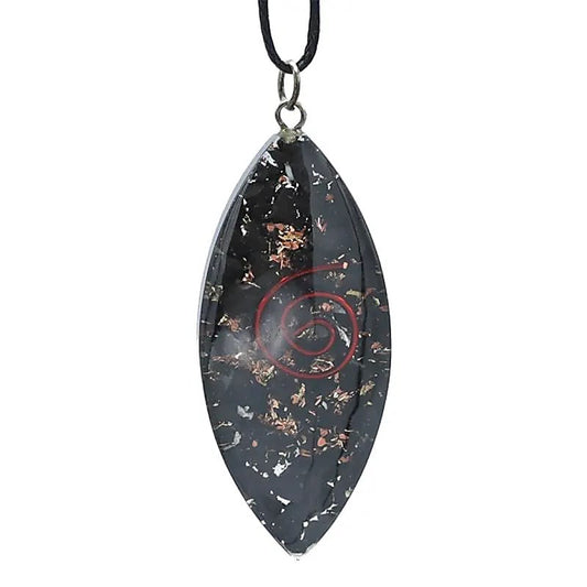 Orgonit-Pendant oval Shungit med Halsband