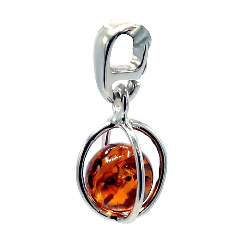 Sterling Silver Pendant with Amber Beads