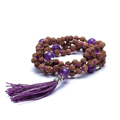Mala "Rudraksha & Ametist" 108 pärlor