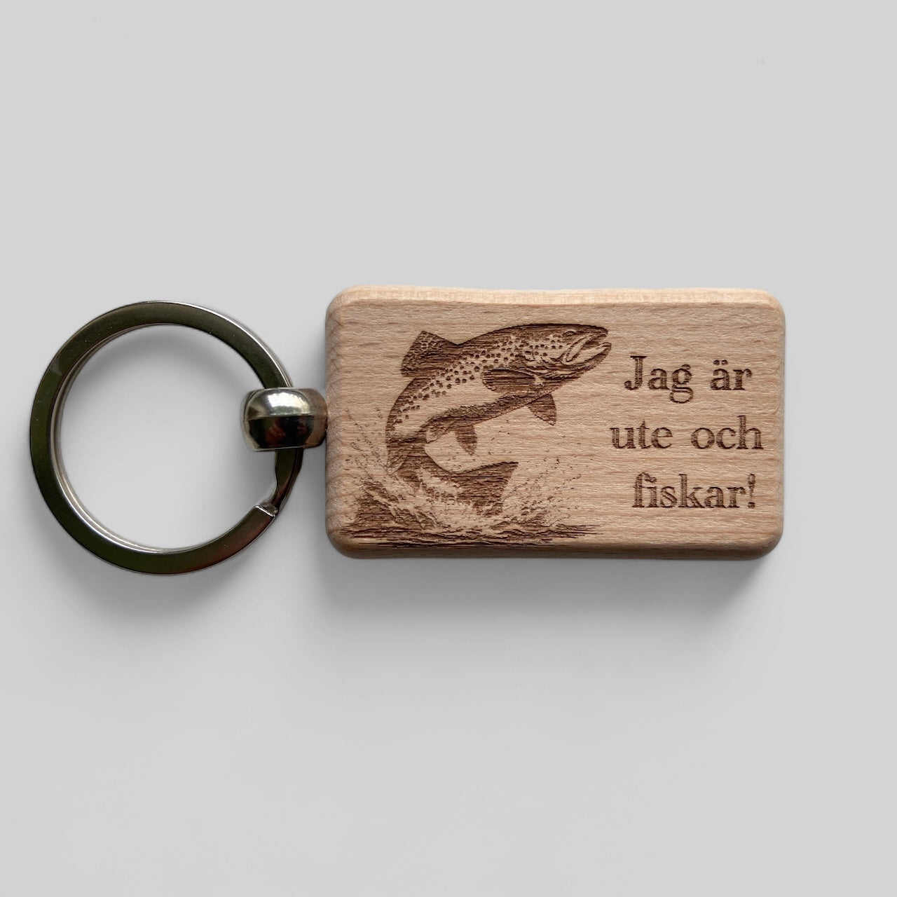 Nyckelring, rektangulär, 32 x 52mm, bok - med gravyr