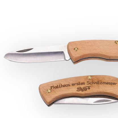 Child-proof wooden carving knife - personal engraving possible 