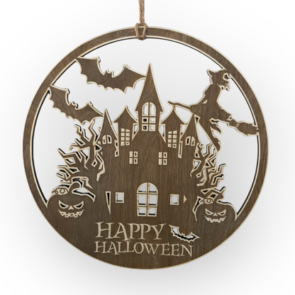 Deko-Skylt "Spökhus-Happy Halloween" - 2 Varianter