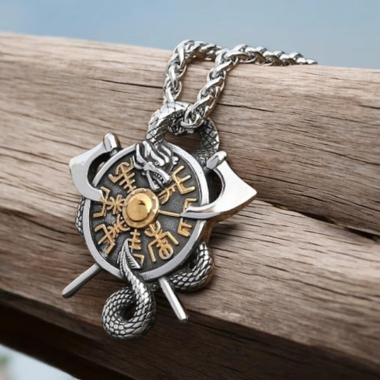 Halsband "Viking Vegvisir Skyddsamulett" olika färger