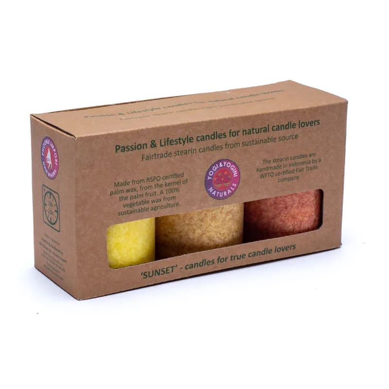 Stearinljus-set "SUNSET" i 3-pack ”Yogi & Yogini"