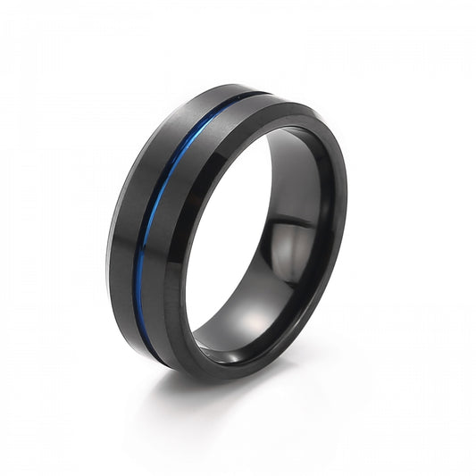 Tungsten Ring "From Dusk" Black & Blue