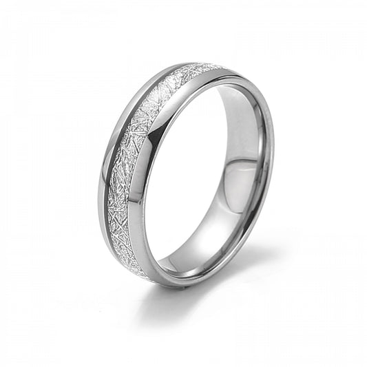 Tungsten Ring "Bright Frost" Pure Silver 6mm