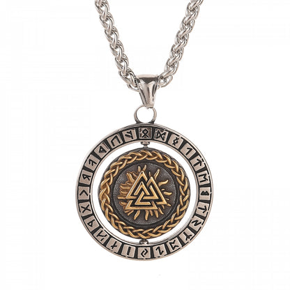Halsband "Viking Rotating Vegvisir och Valknut" (2025)