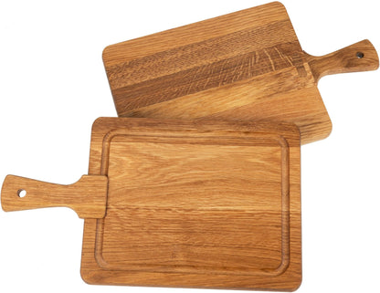 Cutting board in oiled oak with juice channel &amp; handle
